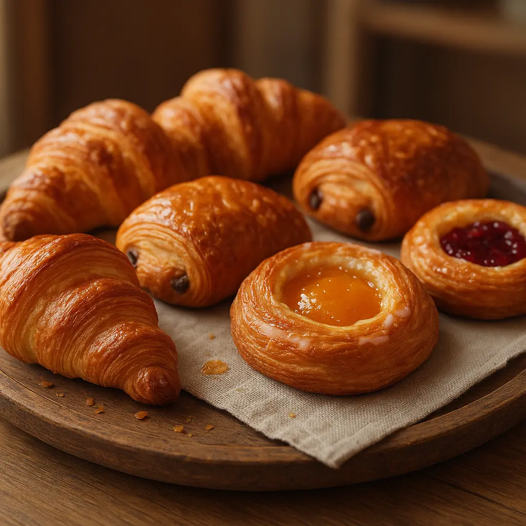 Auswahl an Croissants und Plundergebäck